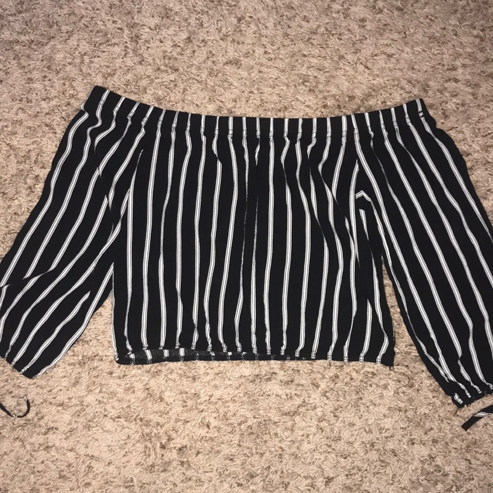black and white striped blouse